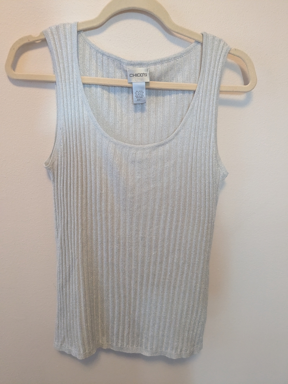 Chico's Light Silver Ribbed Scoop Neck Tank